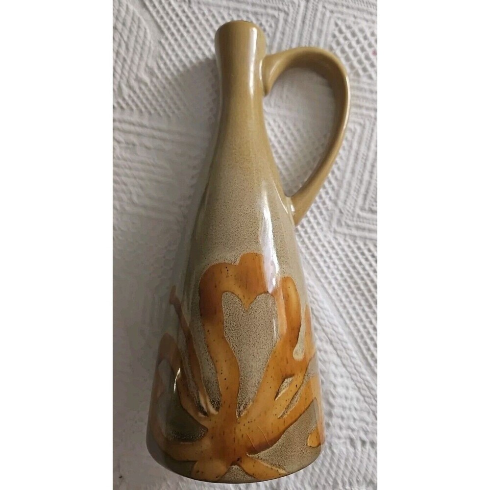 Pier 1 Kioko Oil Bottle / Vase  Hand Painted Stoneware MCM  Abstract NWOT